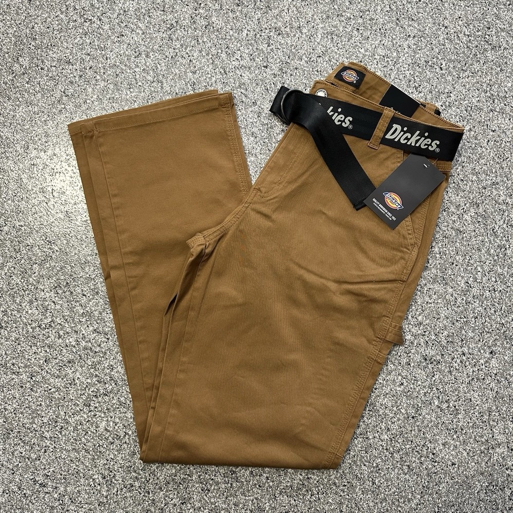 Dickies Carpenter Pants Womens 29x31 Brown Relaxed Fit Utility Stretch High Rise